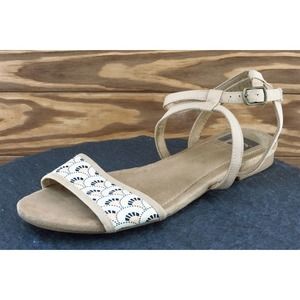 BC Footwear Sz 7 M Brown Ankle Strap‎ Fabric Women Sandals